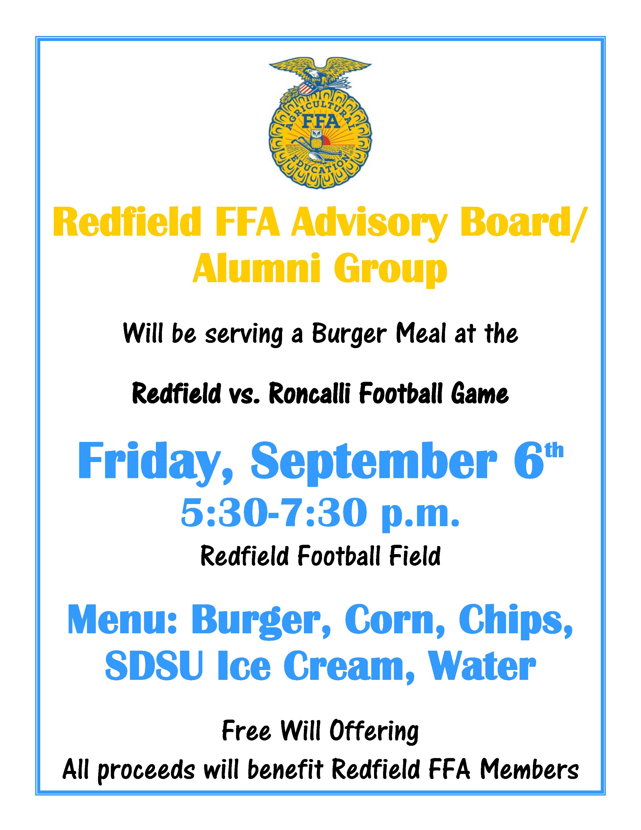 Event Promo Photo For Redfield FFA Burger Feed